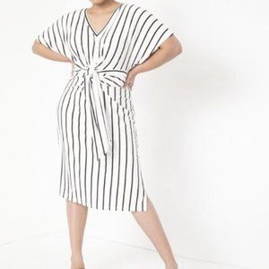 Eloquii Black & White Striped Wrap Dress 18